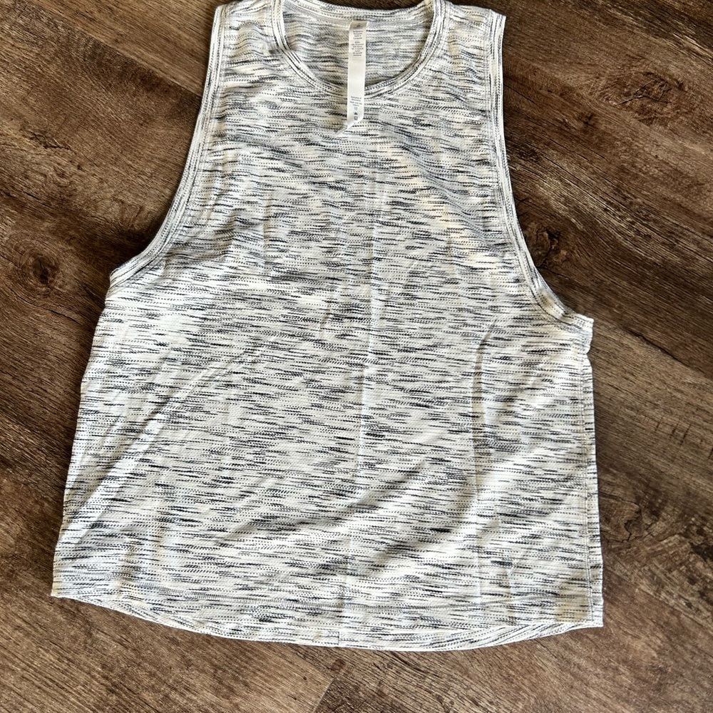 Lululemon Athletica White and Gray Muscle Tee